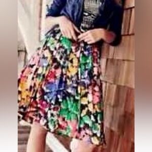 J. Crew Colorful Floral A-Line Skirt 100% Silk
